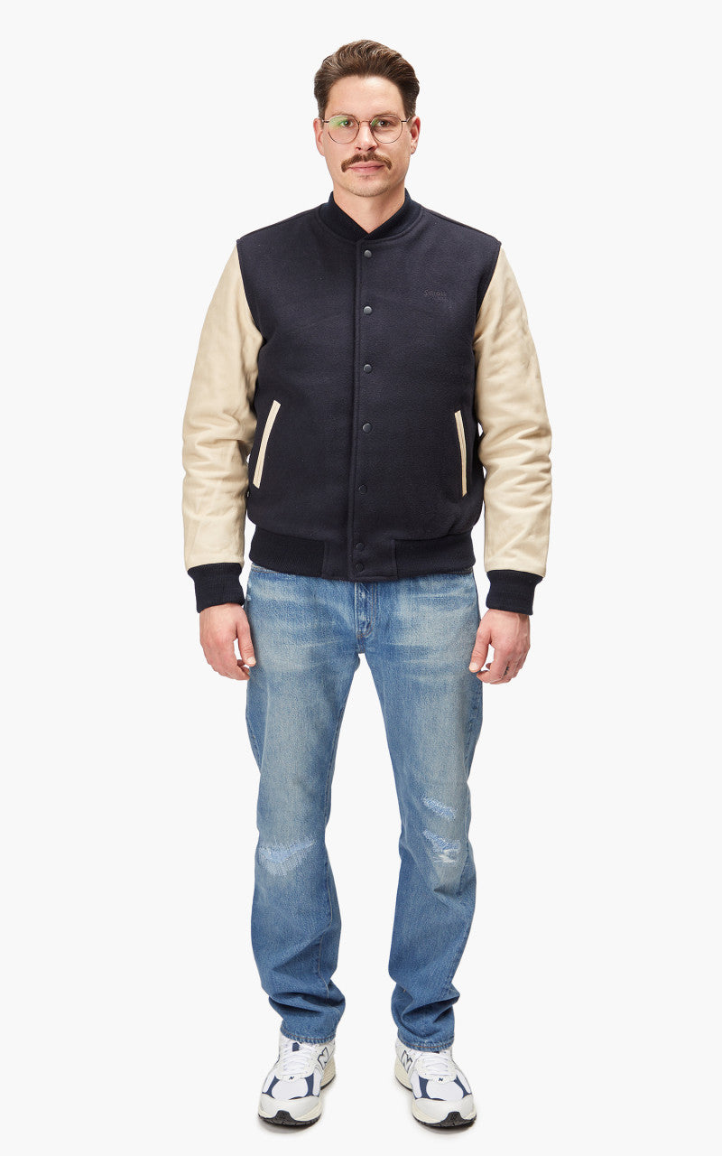 Schott NYC Varsity Jacket LCUSA Navy/Beige