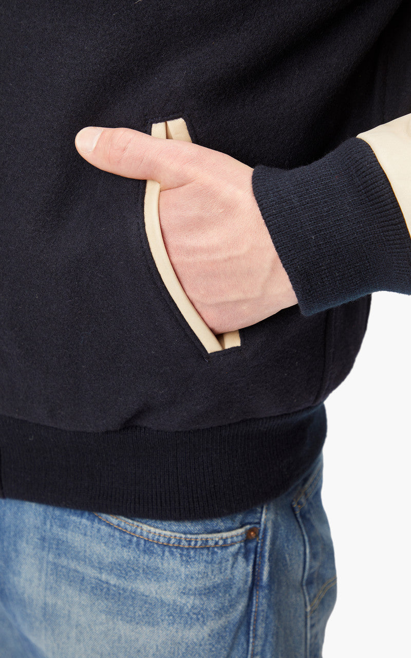 Schott NYC Varsity Jacket LCUSA Navy/Beige