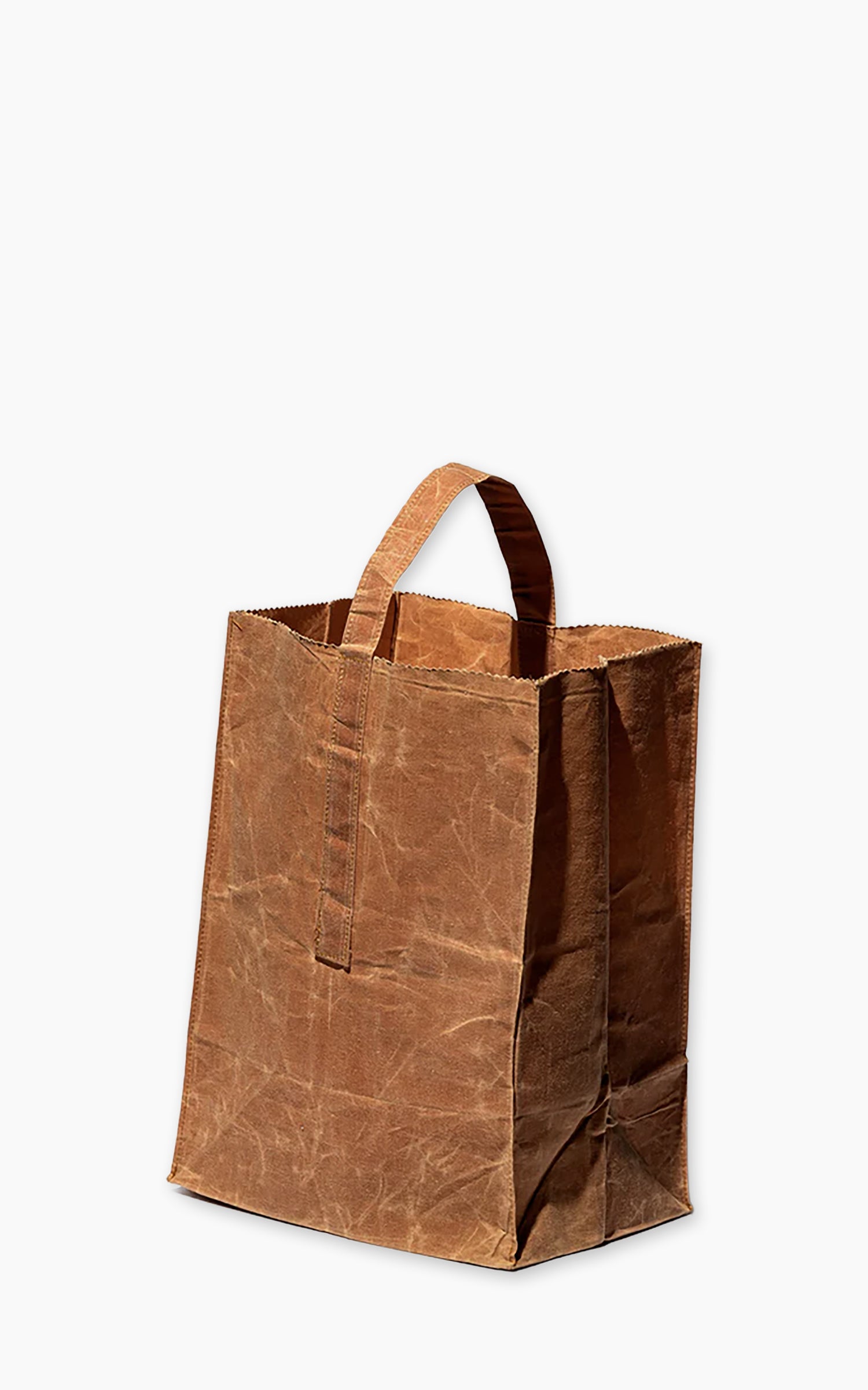 Puebco Grocery Bag With Handle Waxed Cotton Large Brown