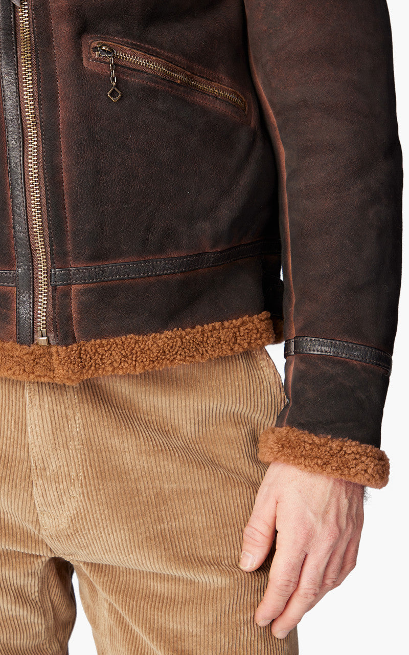 Shangri-La Heritage Aviatore B-3 Shearling Leather Jacket Castagno