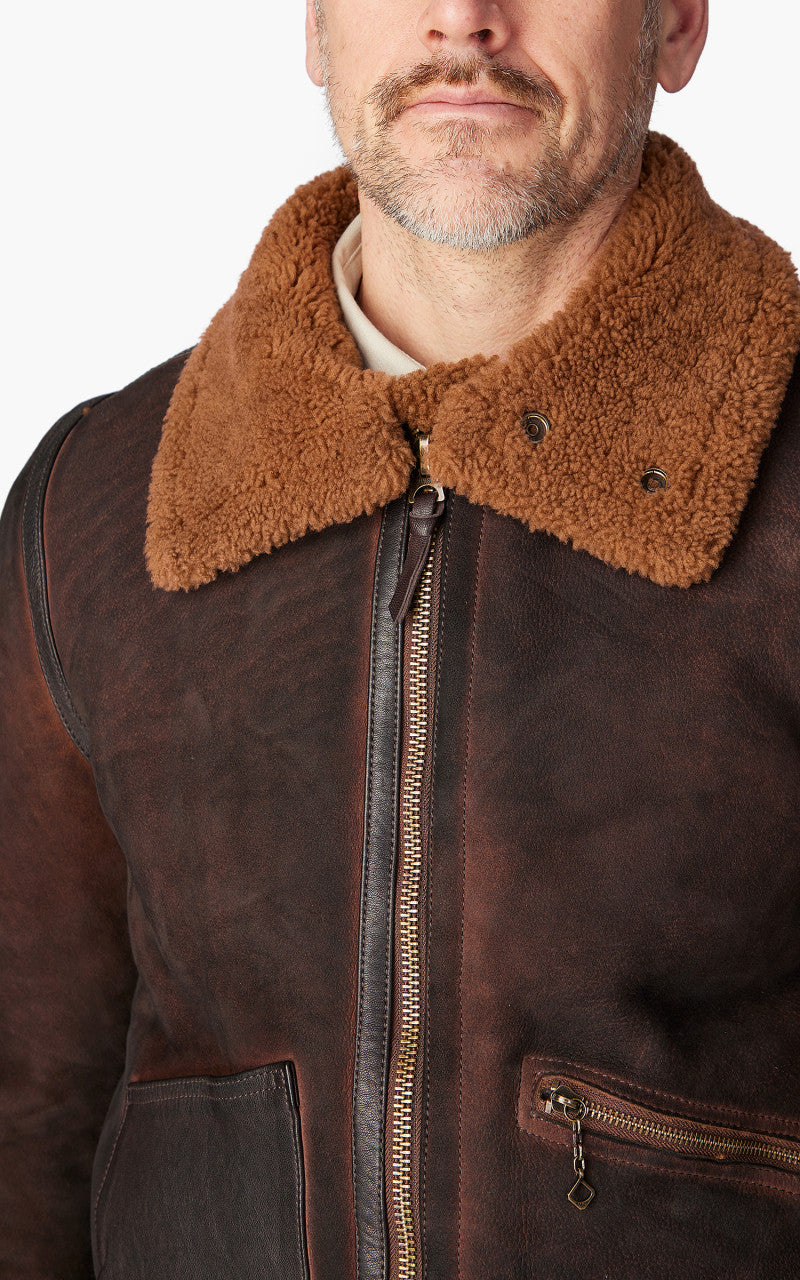 Shangri-La Heritage Aviatore B-3 Shearling Leather Jacket Castagno