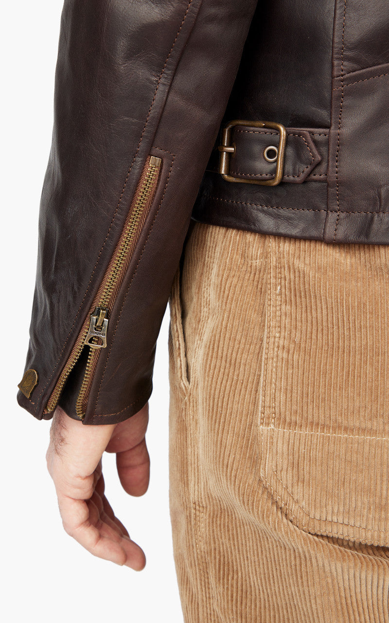 Shangri-La Heritage Varenne Fur Collar Leather Jacket Brown