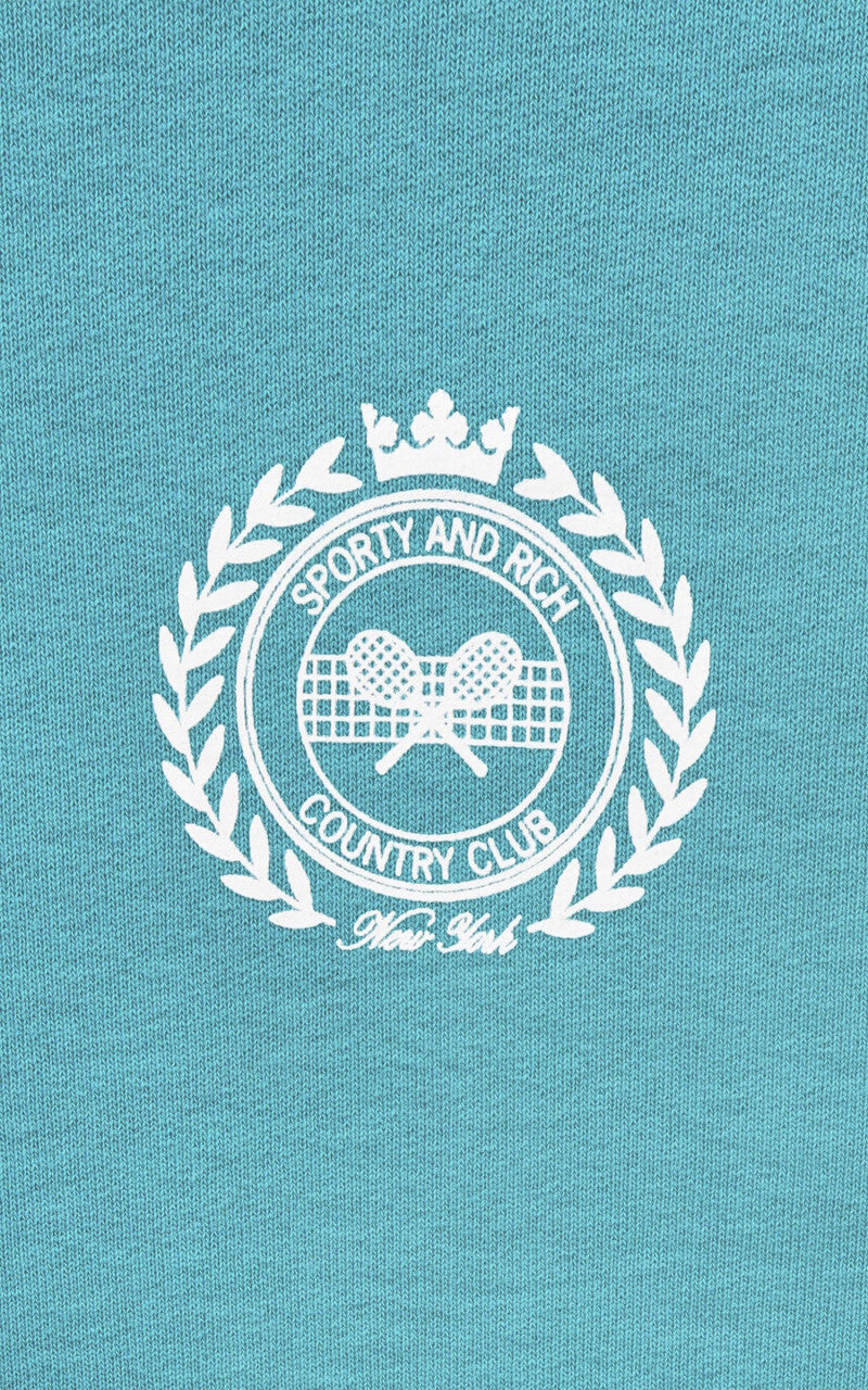 Sporty & Rich NY Country Club Cropped Crewneck Teal
