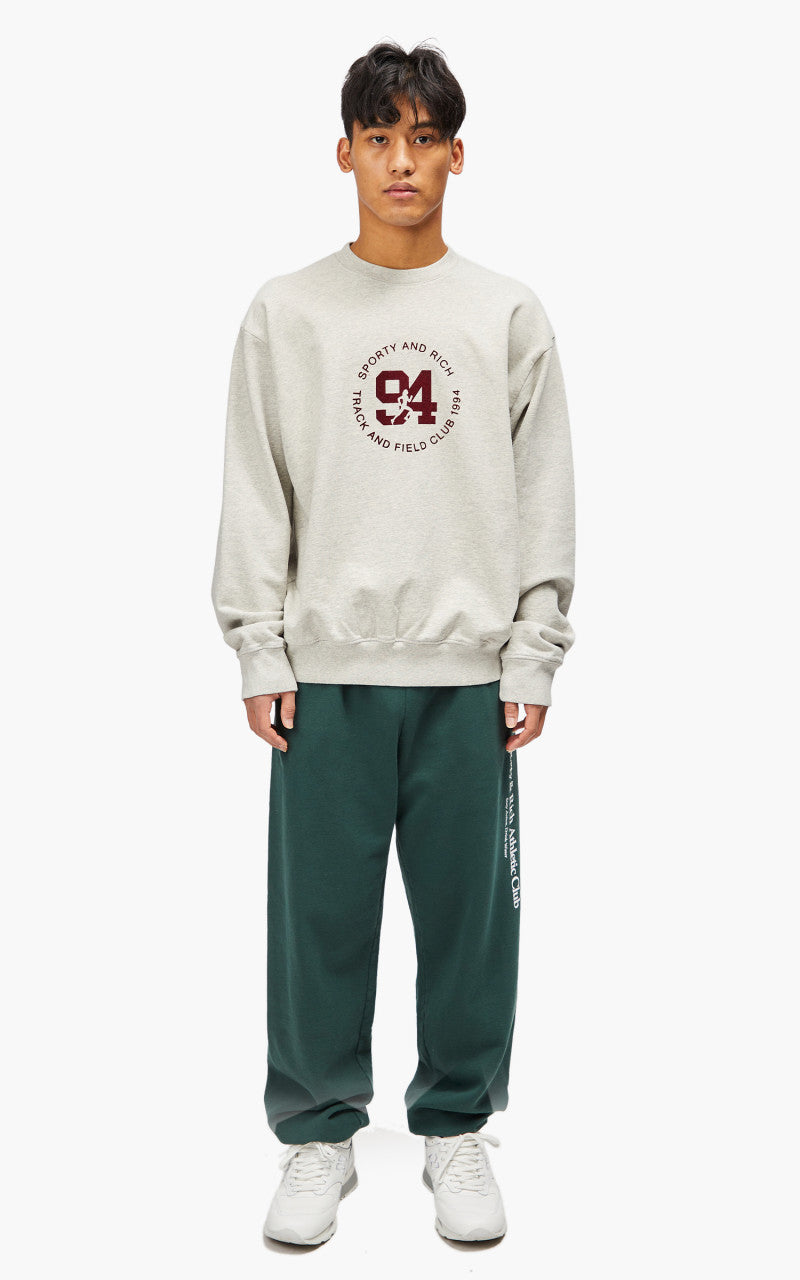 Sporty & Rich 94 Track & Field Flocked Crewneck Heather Oatmeal