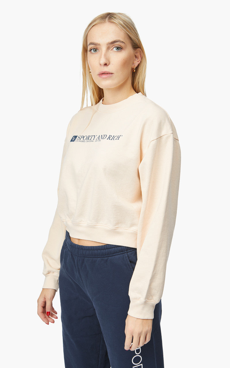 Sporty & Rich 94 Cropped Crewneck Cream