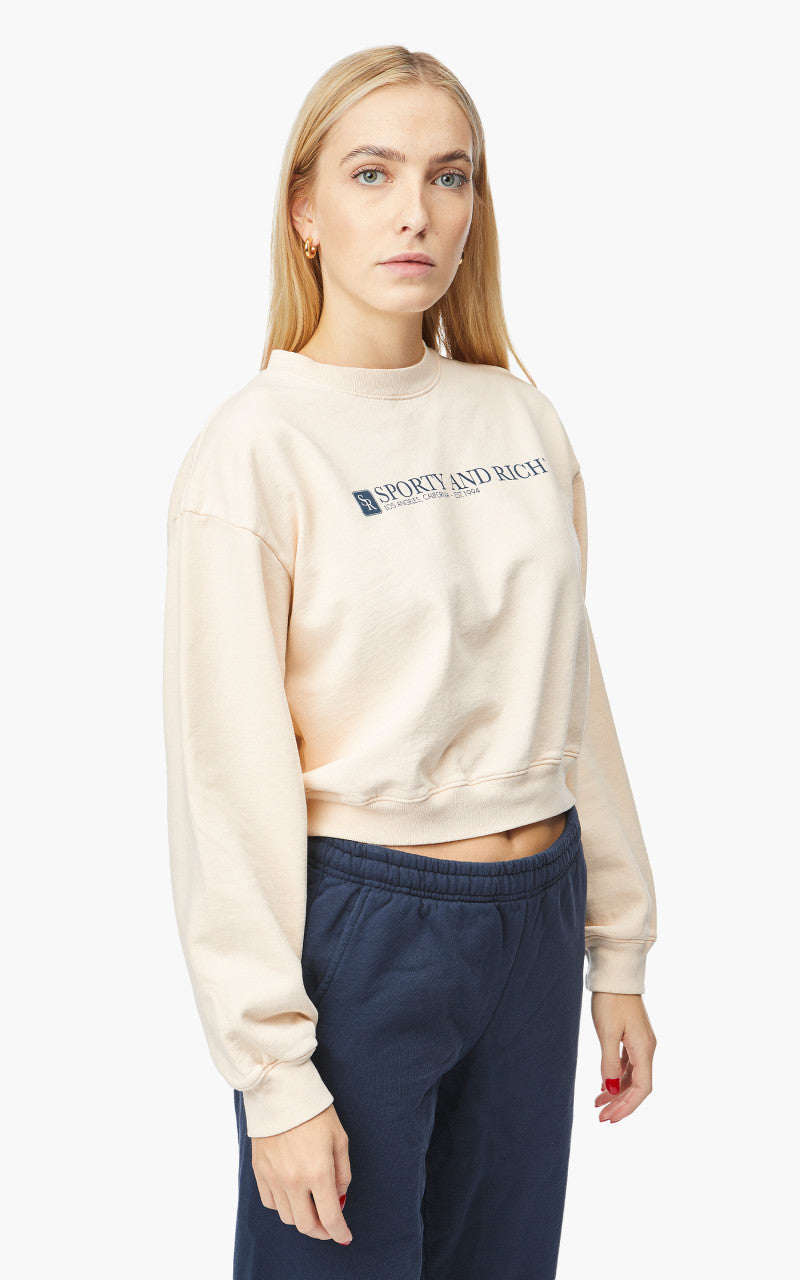 Sporty & Rich 94 Cropped Crewneck Cream