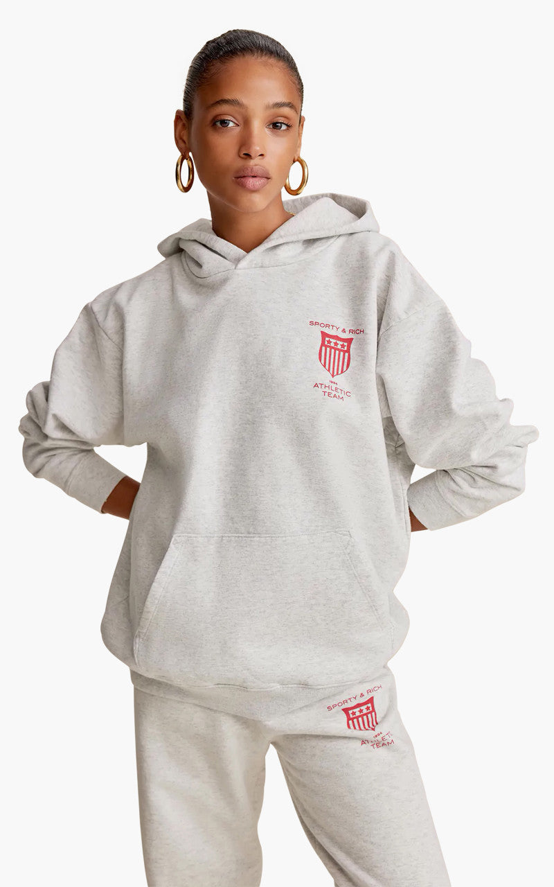 Sporty & Rich Athletic Team Hoodie Heather Gray