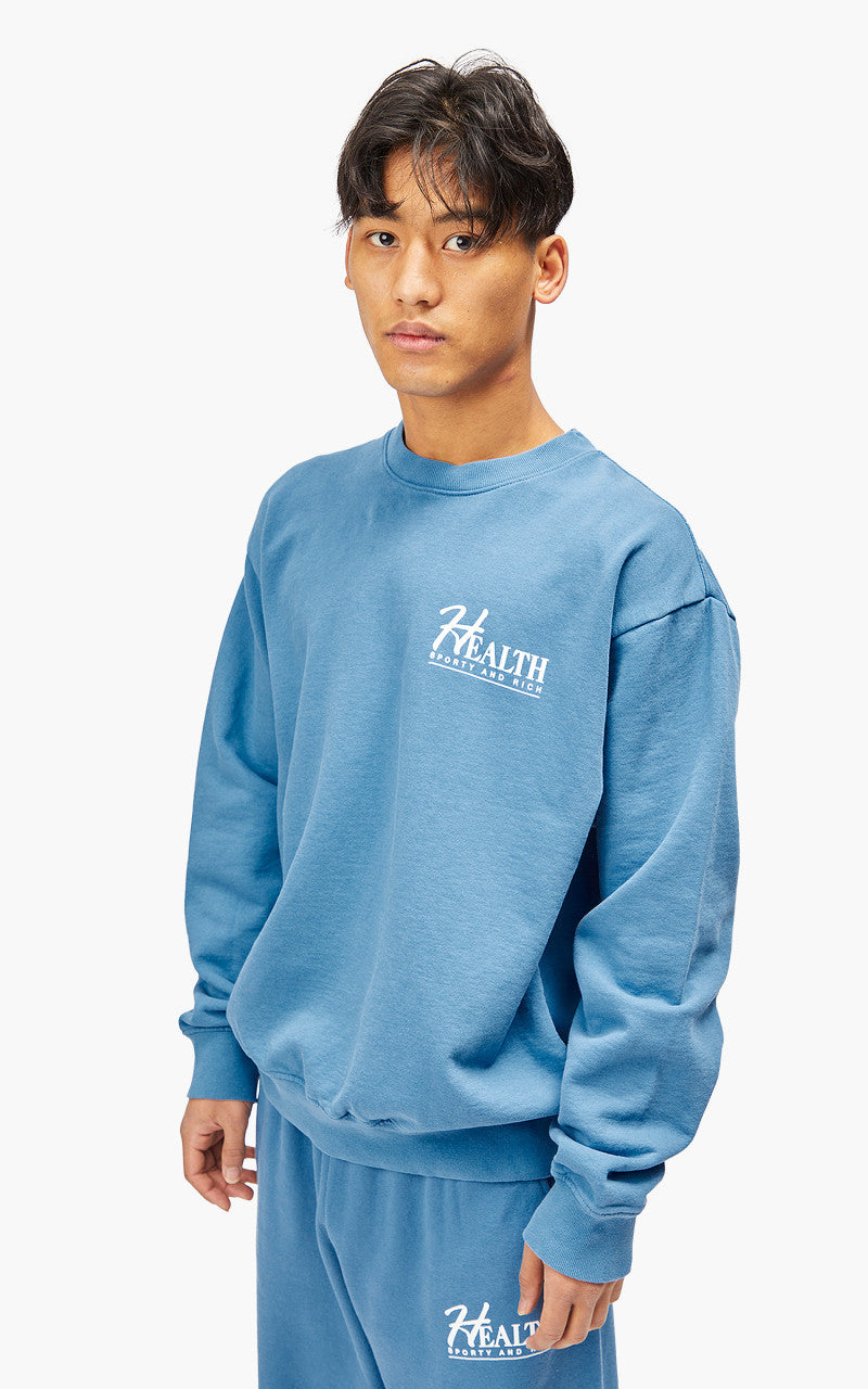 Sporty & Rich Big H Crewneck Steel Blue