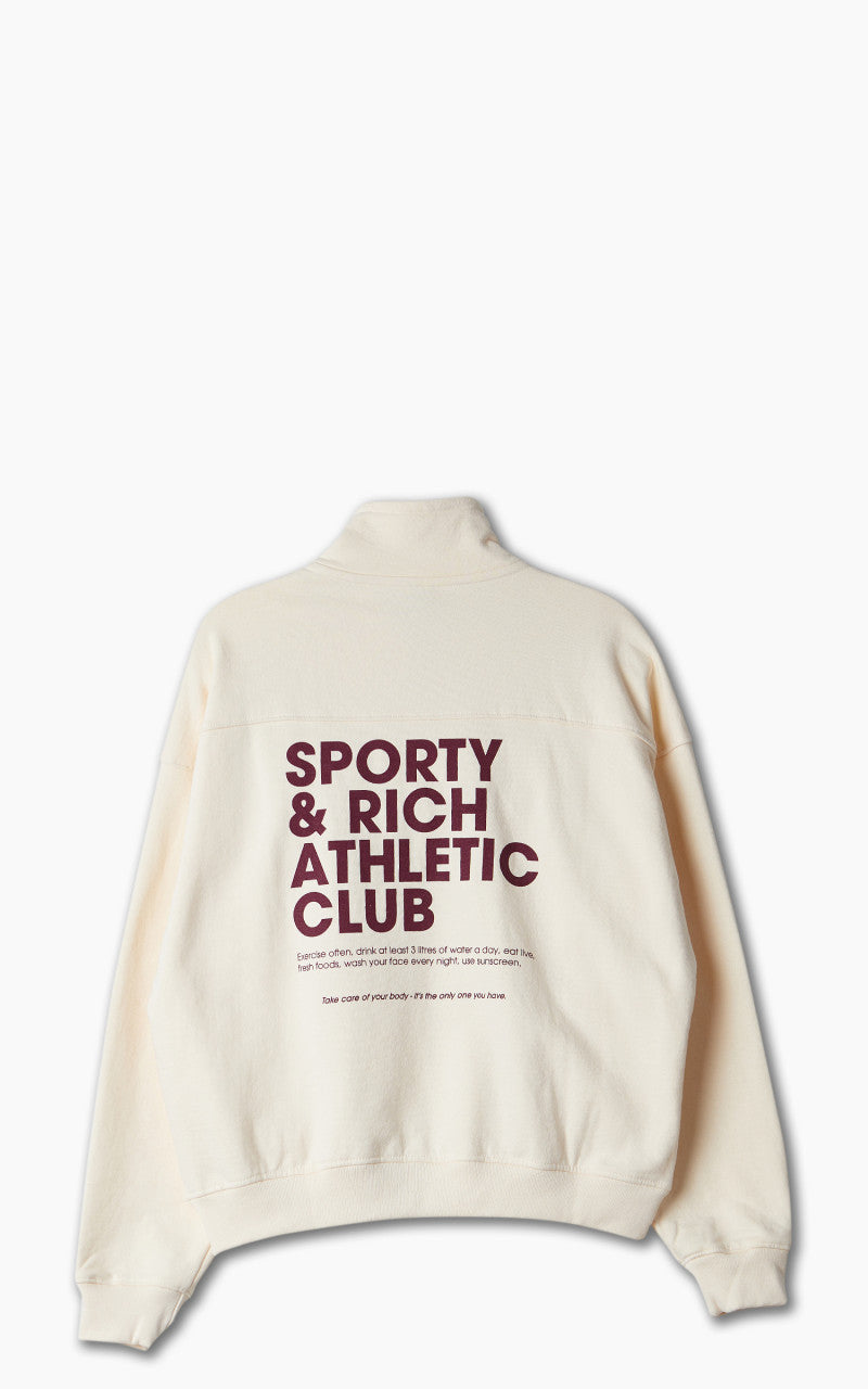 Sporty & Rich Exercise Often Quarter Zip Cream/Merlot