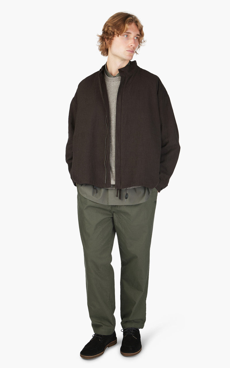 Still By Hand Peach Skin Linen Blouson Dark Brown