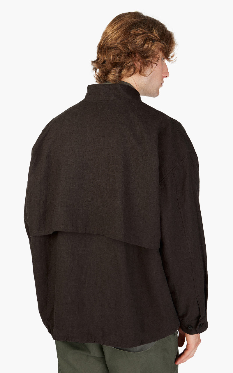 Still By Hand Peach Skin Linen Blouson Dark Brown
