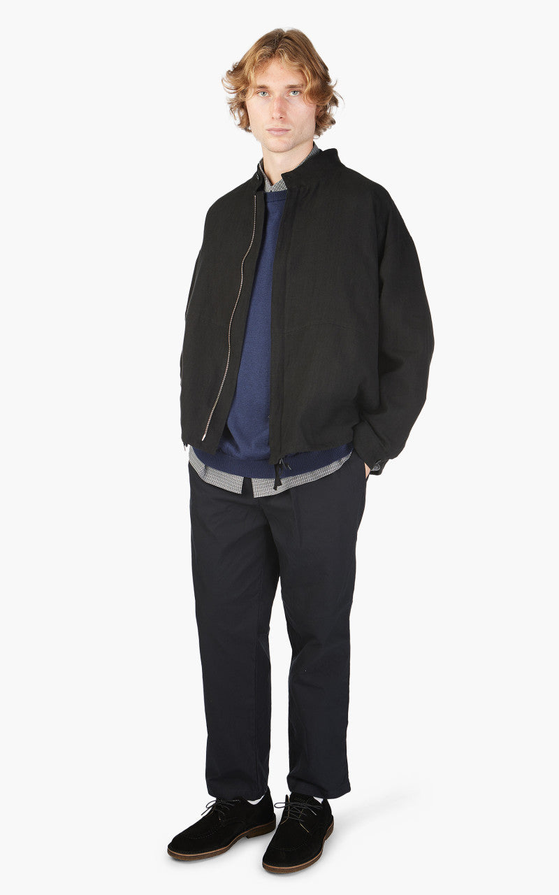 Still By Hand Peach Skin Linen Blouson Ink Black