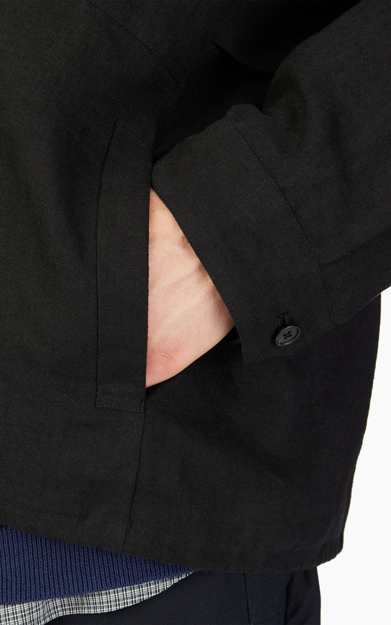 Still By Hand Peach Skin Linen Blouson Ink Black