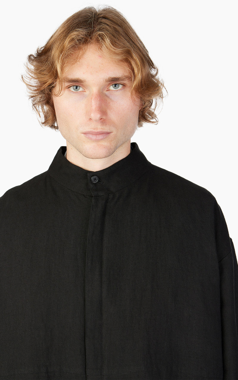 Still By Hand Peach Skin Linen Blouson Ink Black