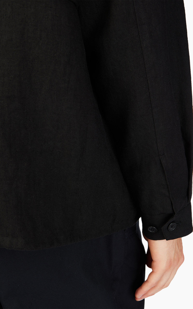 Still By Hand Peach Skin Linen Blouson Ink Black