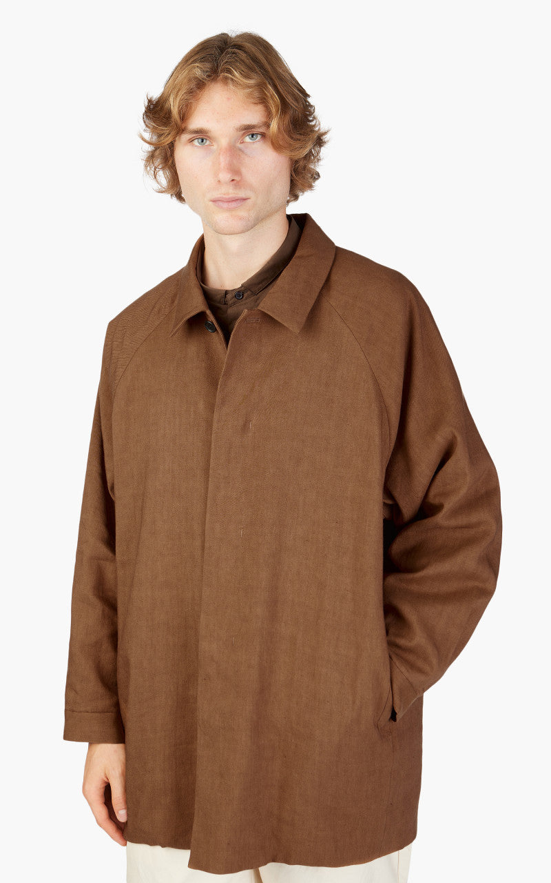 Still By Hand Linen/Wool Half Coat Brick