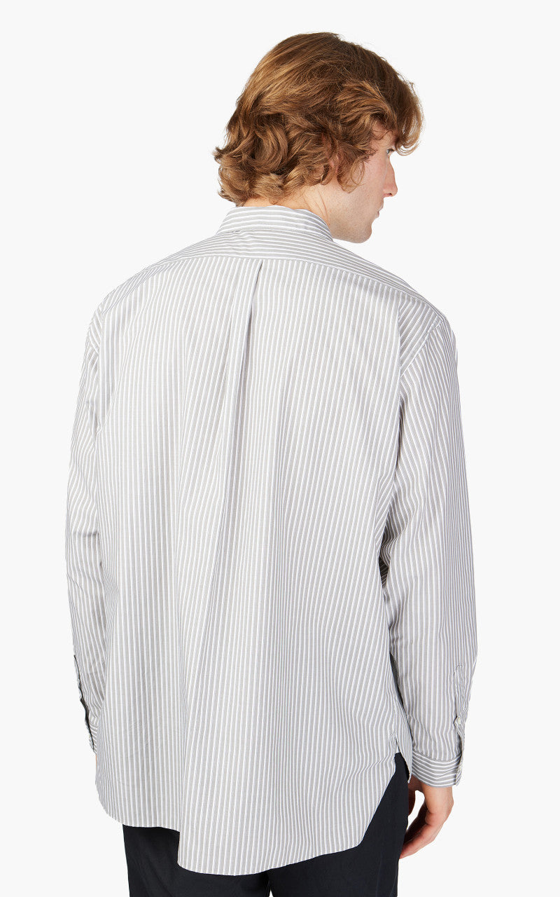Still By Hand Regular Collar Shirt Grey Stripe
