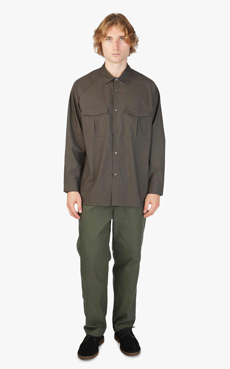 Still By Hand Double Pocket Raglan Shirt Charcoal