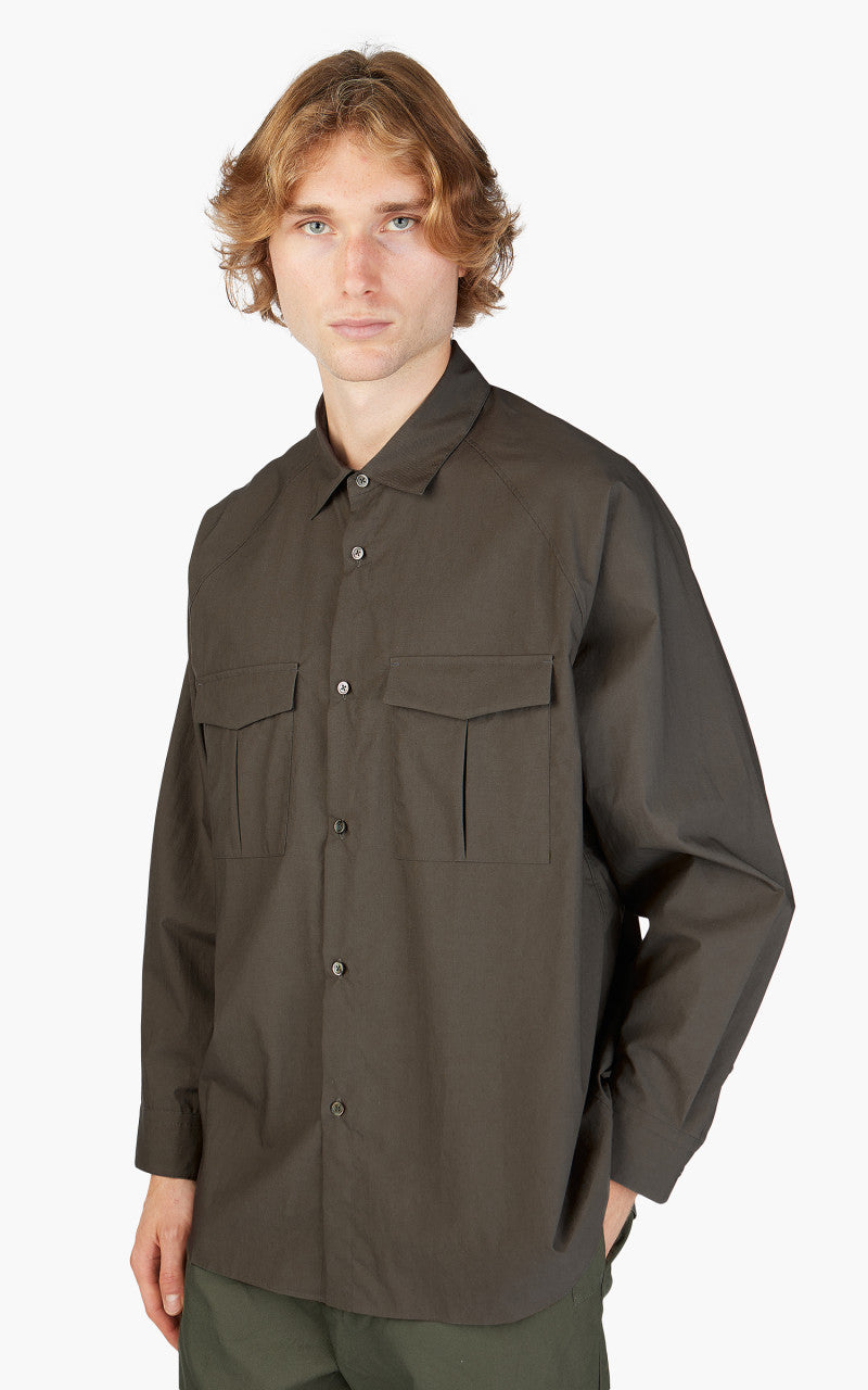 Still By Hand Double Pocket Raglan Shirt Charcoal