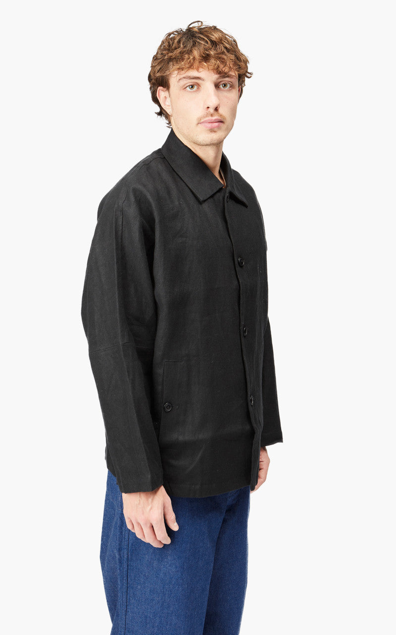 Still By Hand Peach Skin Linen Jacket Black