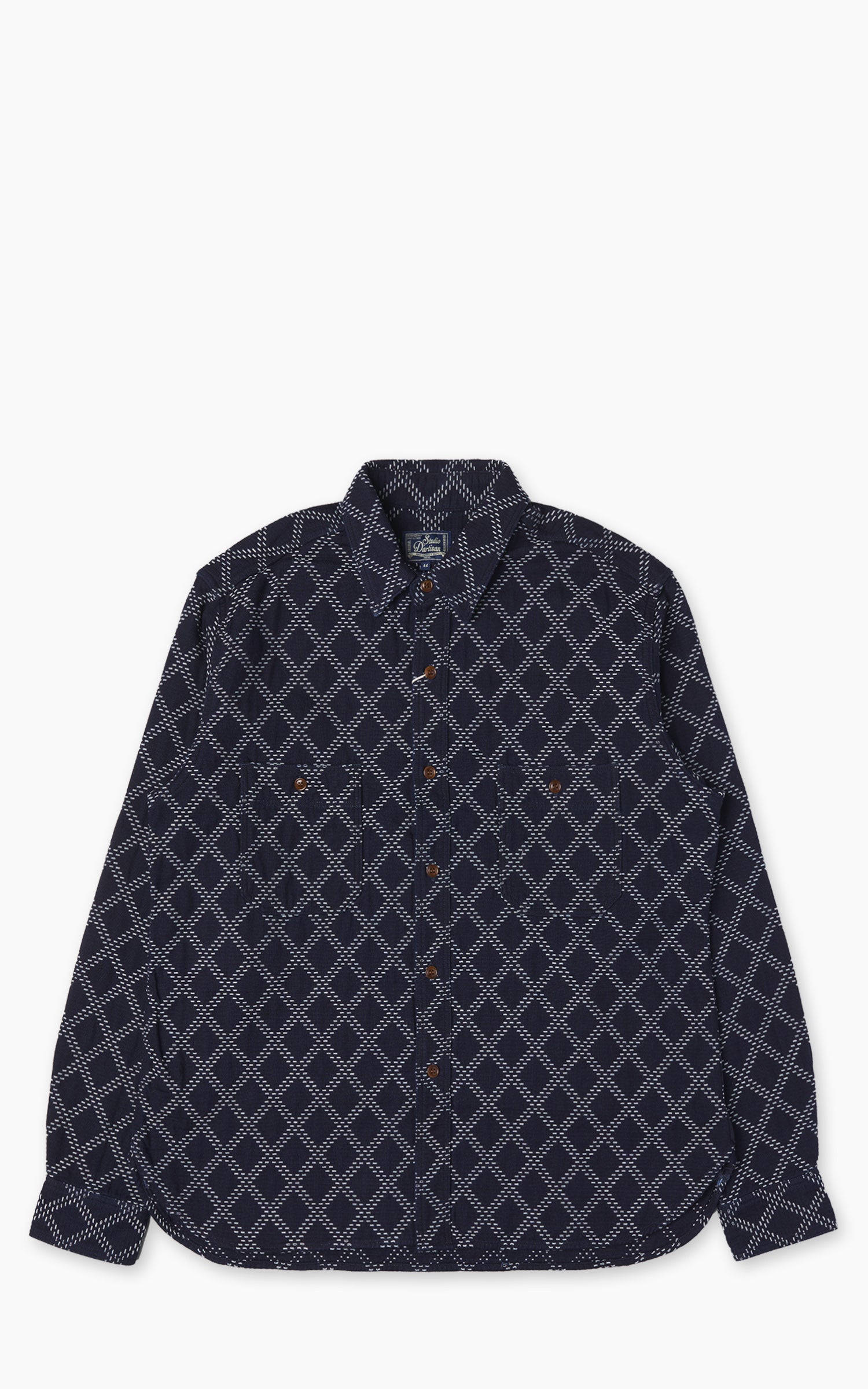 Studio D'Artisan 5728 Indigo Sashiko Dobby Work Shirt Indigo
