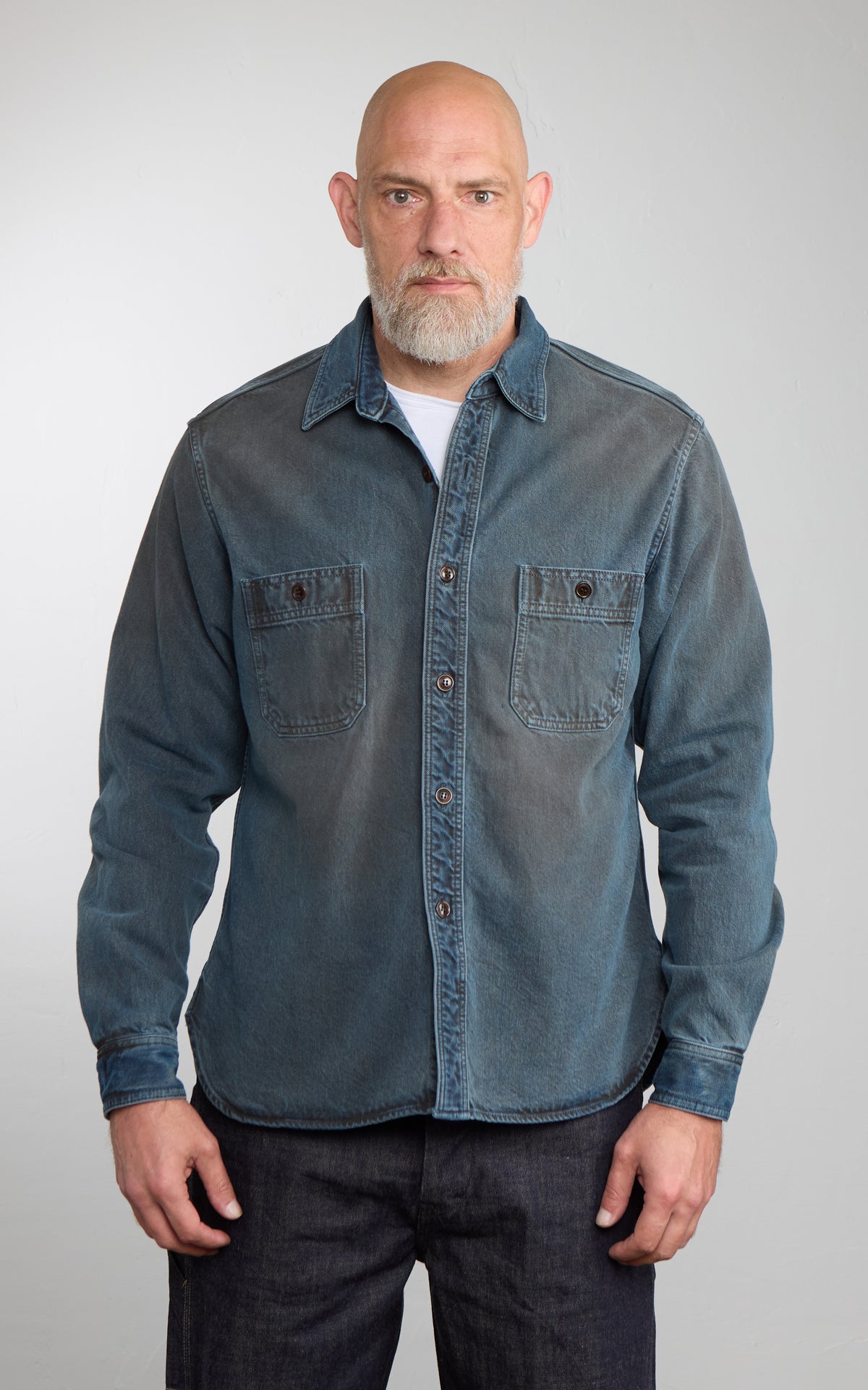 Studio D'Artisan D5745 Layered Color Denim Shirt AI-Shibu