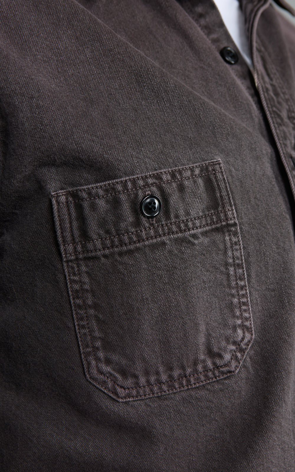 Studio D'Artisan D5745 Layered Color Denim Shirt Kuro-Beni