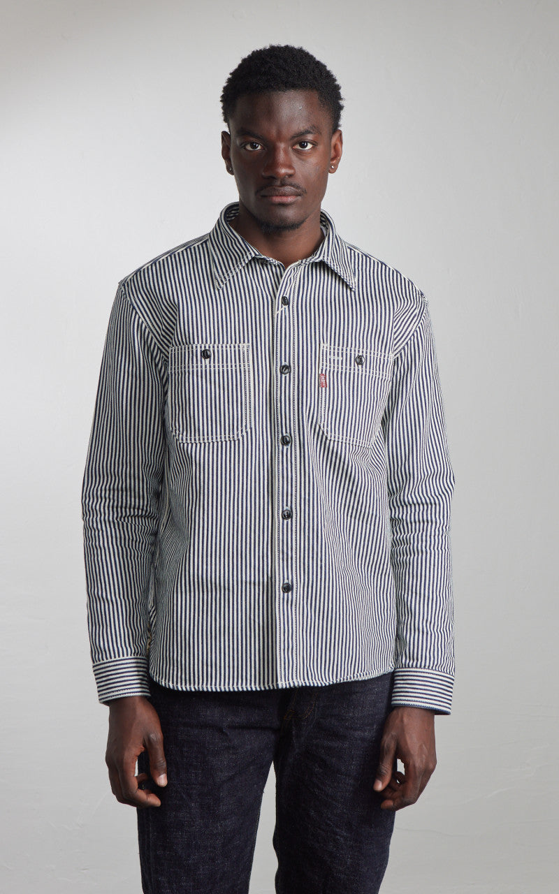 Studio D'Artisan D5335H Heavy Japanese Hickory Stripe Work Shirt Indigo