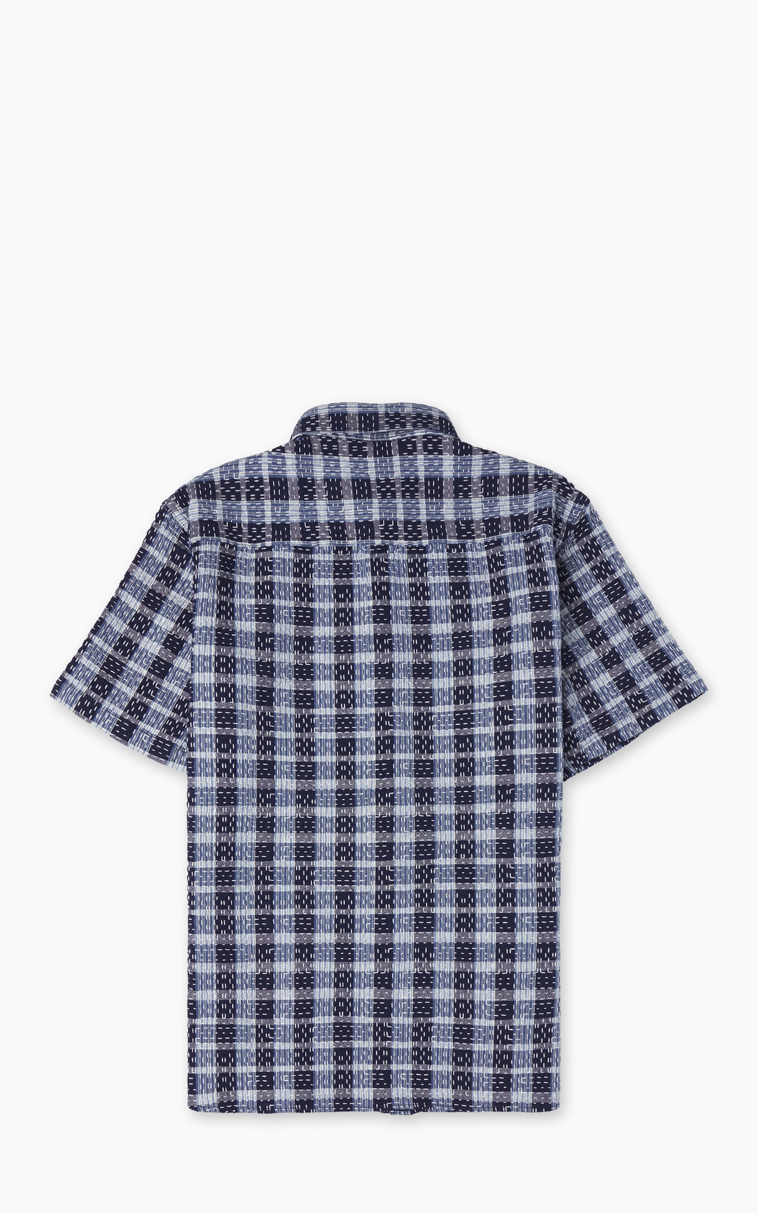 Studio D'Artisan 5738 Noragi Sashiko Short Sleeve Shirt Blue Indigo