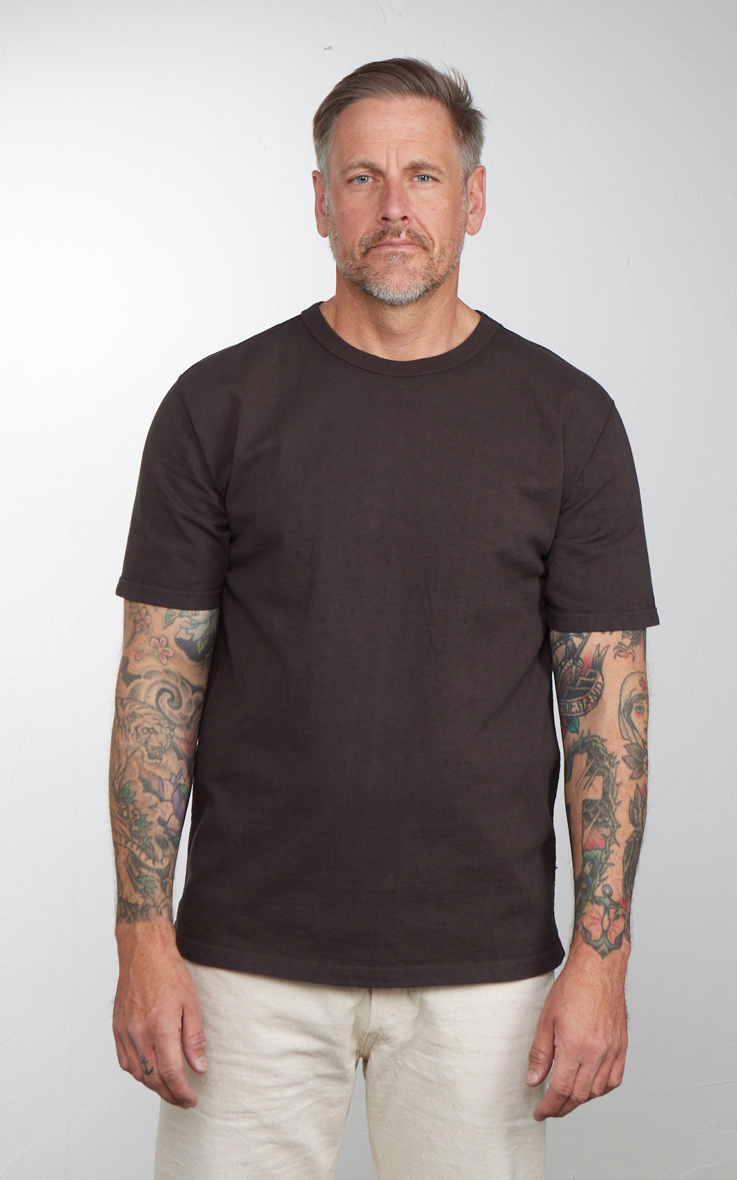 Studio D'Artisan 8198 Amami Oshima Mud-Dyed Loopwheeled T-Shirt Dark Brown