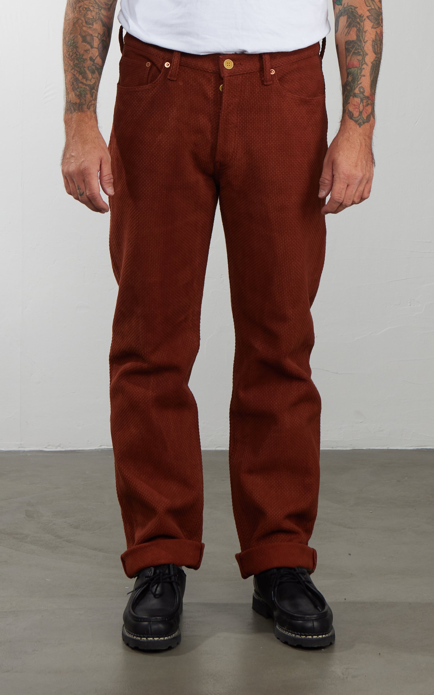 Studio D'Artisan 1914 Amami Oshima Mud-Dyed Sashiko Jeans Brown