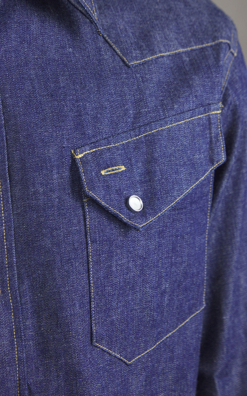 Sugar Cane SC28190 Blue Denim Western Shirt One Wash Indigo