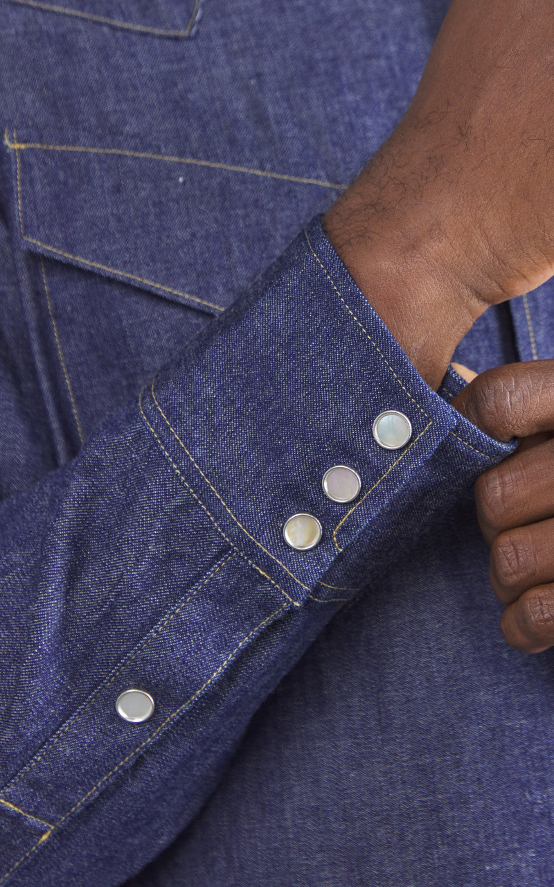 Sugar Cane SC28190 Blue Denim Western Shirt One Wash Indigo
