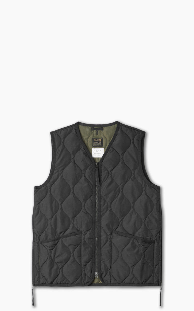 Taion Military Zip V-Neck Down Vest Black
