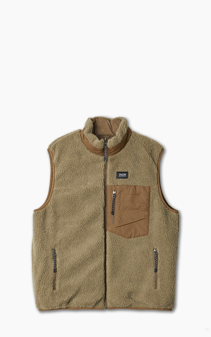 Taion Mountain Reversible Down x Boa Vest Light Brown/Beige