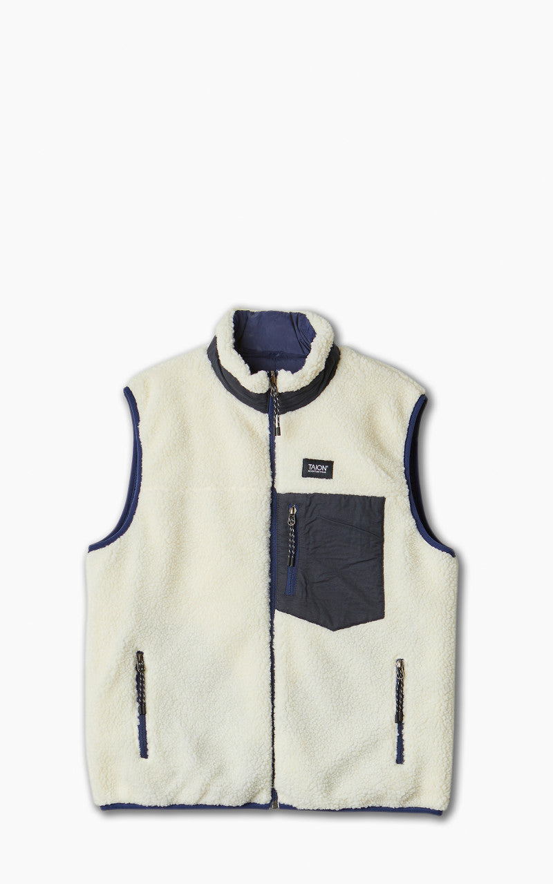 Taion Mountain Reversible Down x Boa Vest Navy/Ivory