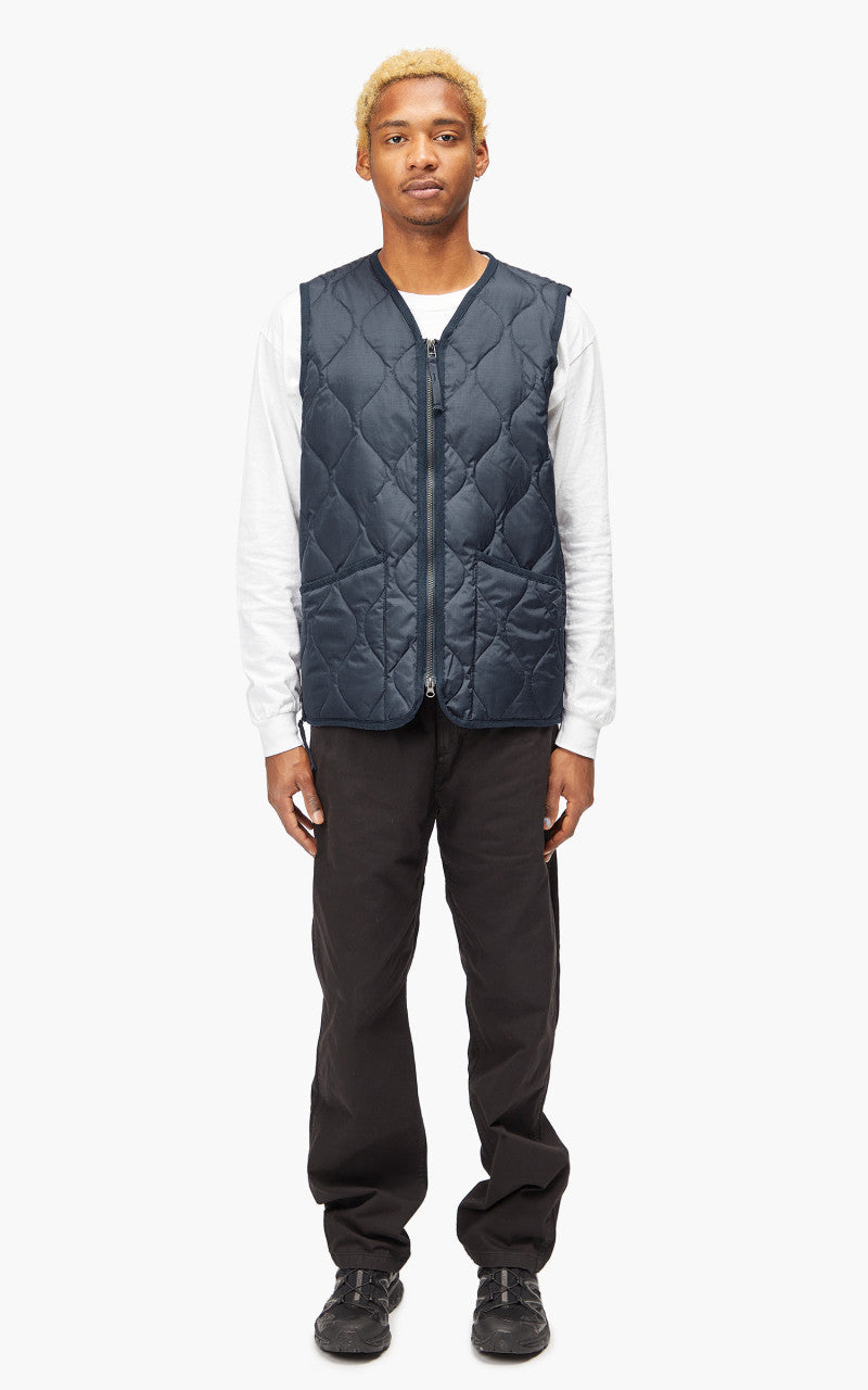 Taion Military Zip V-Neck Vest Dark Navy