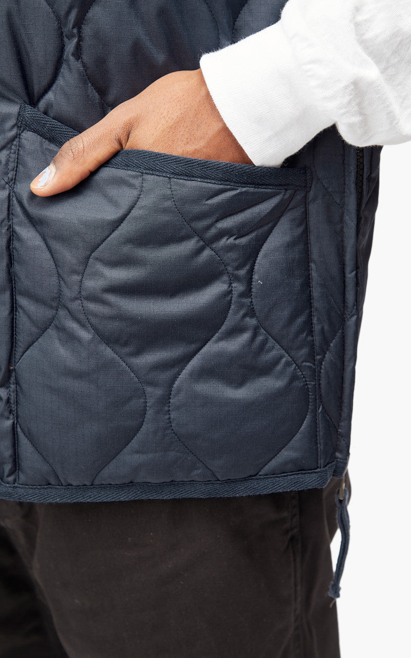 Taion Military Zip V-Neck Vest Dark Navy