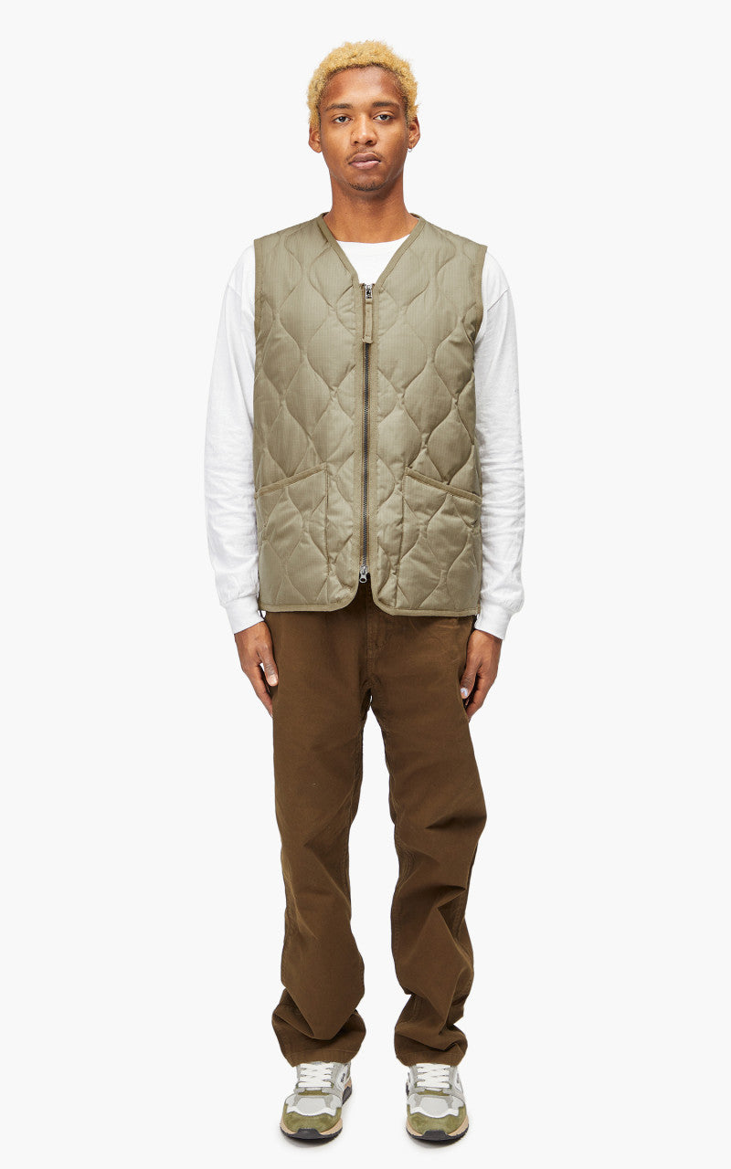 Taion Military Zip V-Neck Vest Light Mocha