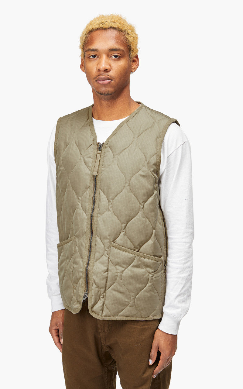 Taion Military Zip V-Neck Vest Light Mocha