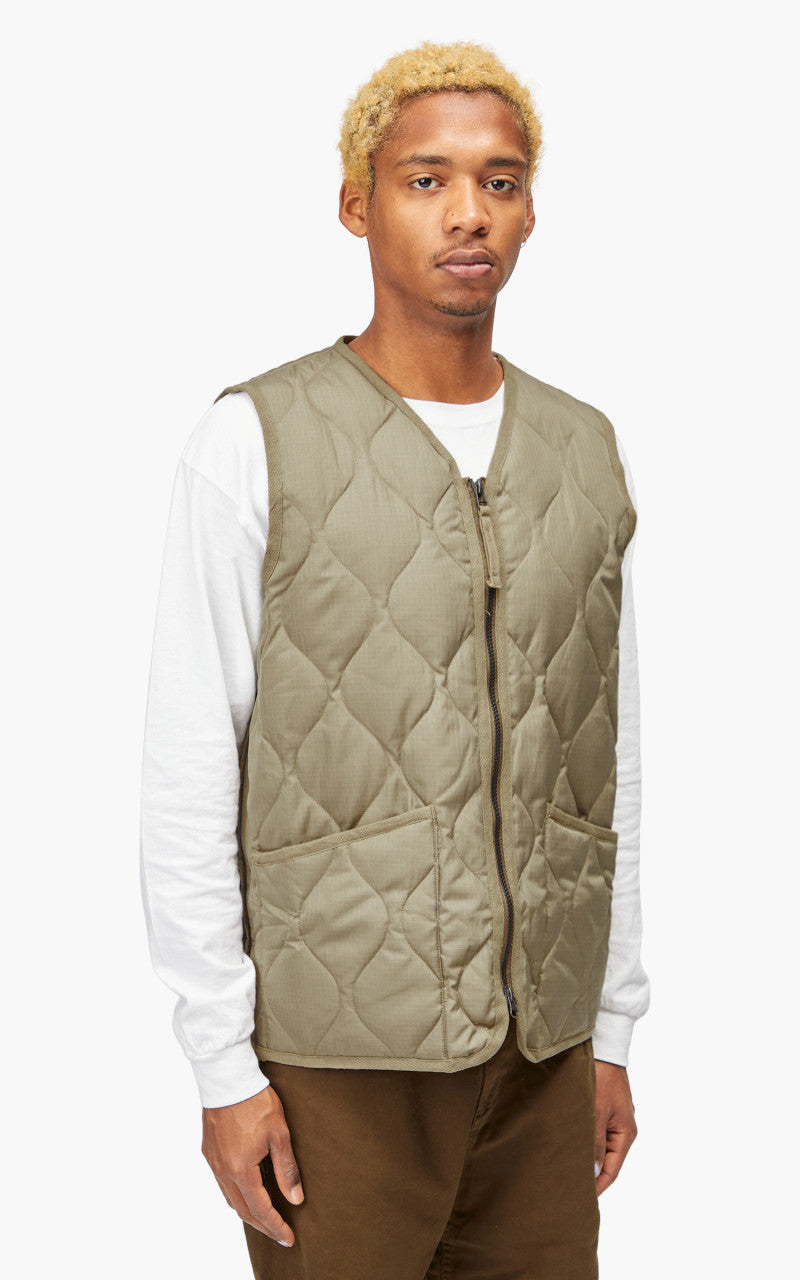 Taion Military Zip V-Neck Vest Light Mocha