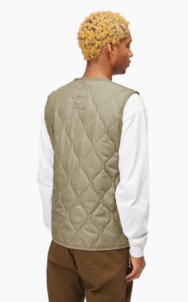Taion Military Zip V-Neck Vest Light Mocha
