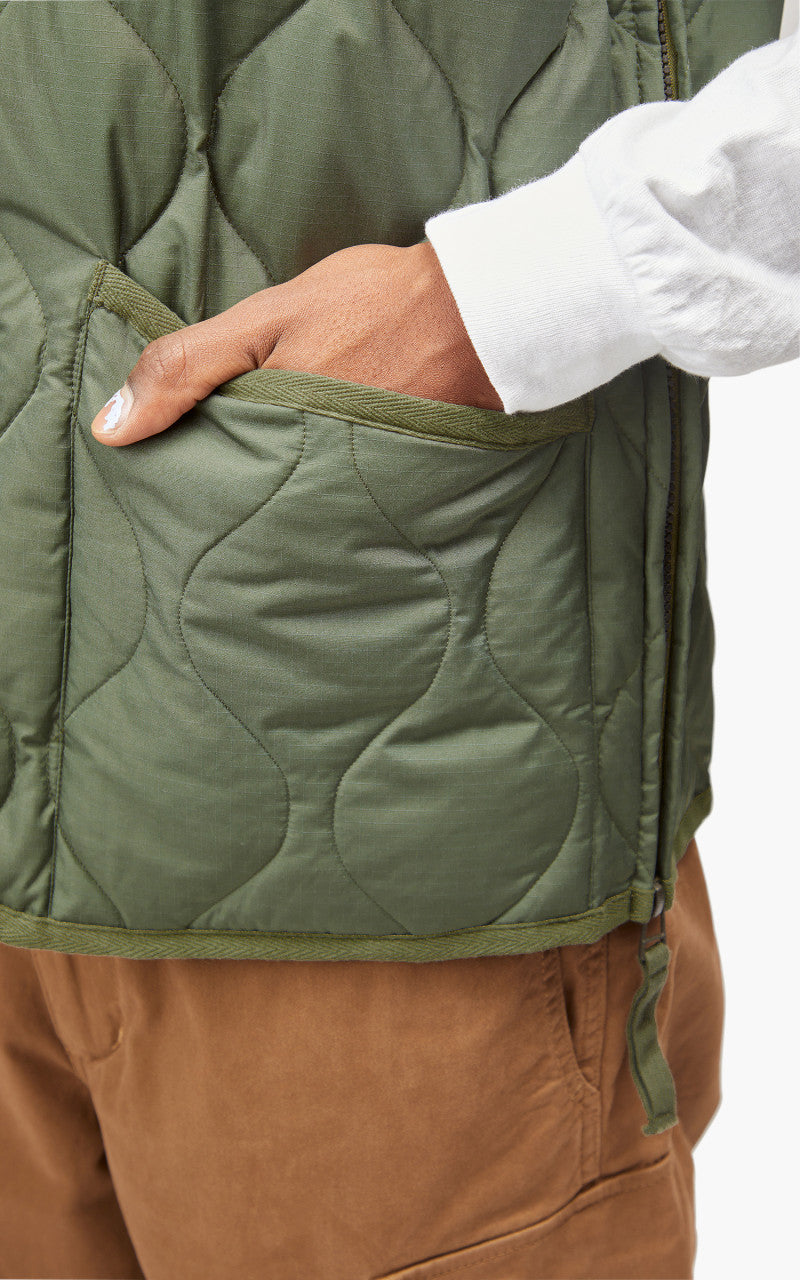 Taion Military Zip V-Neck Vest Olive