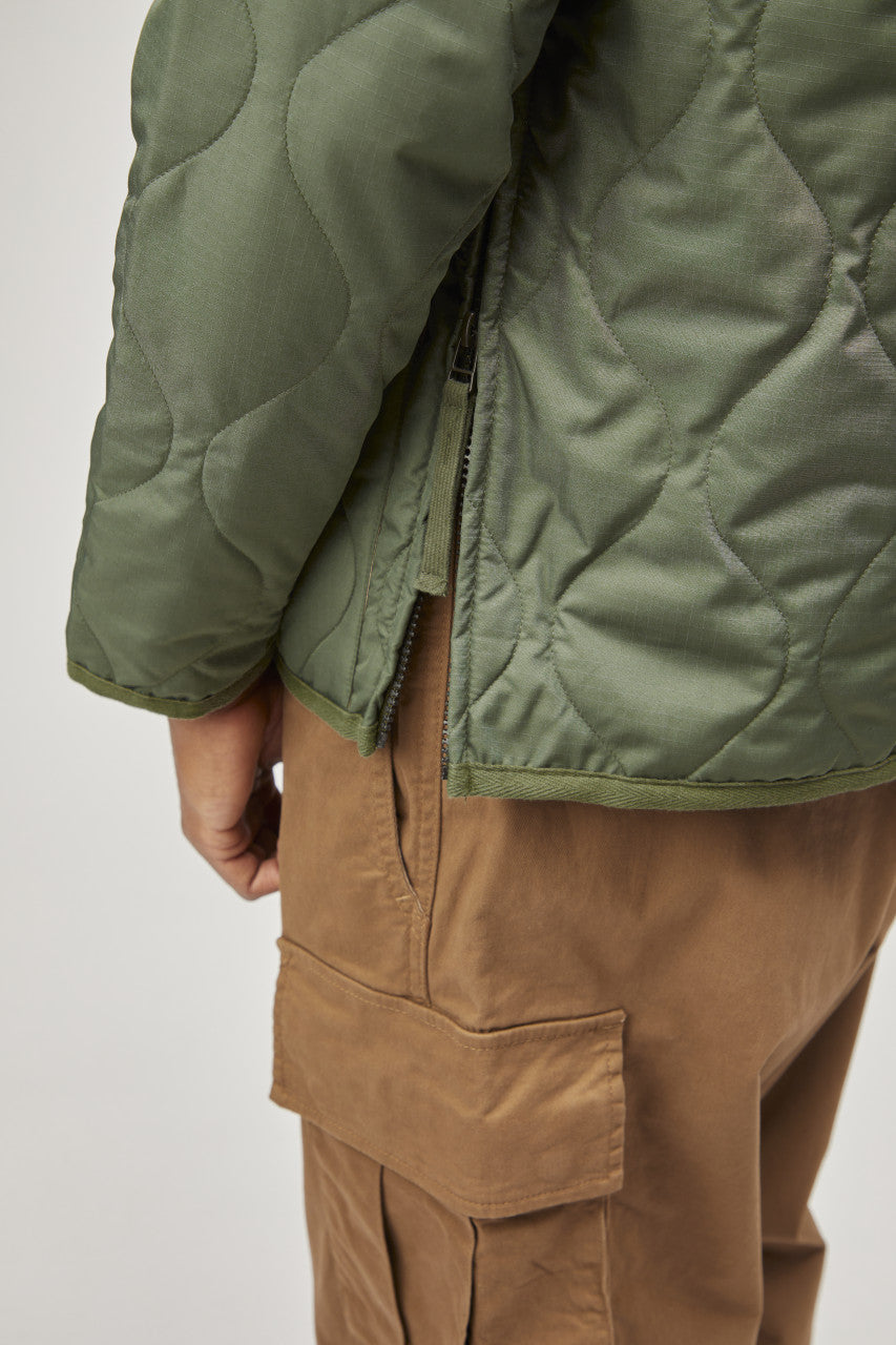 Taion Military Zip V-Neck Jacket Olive