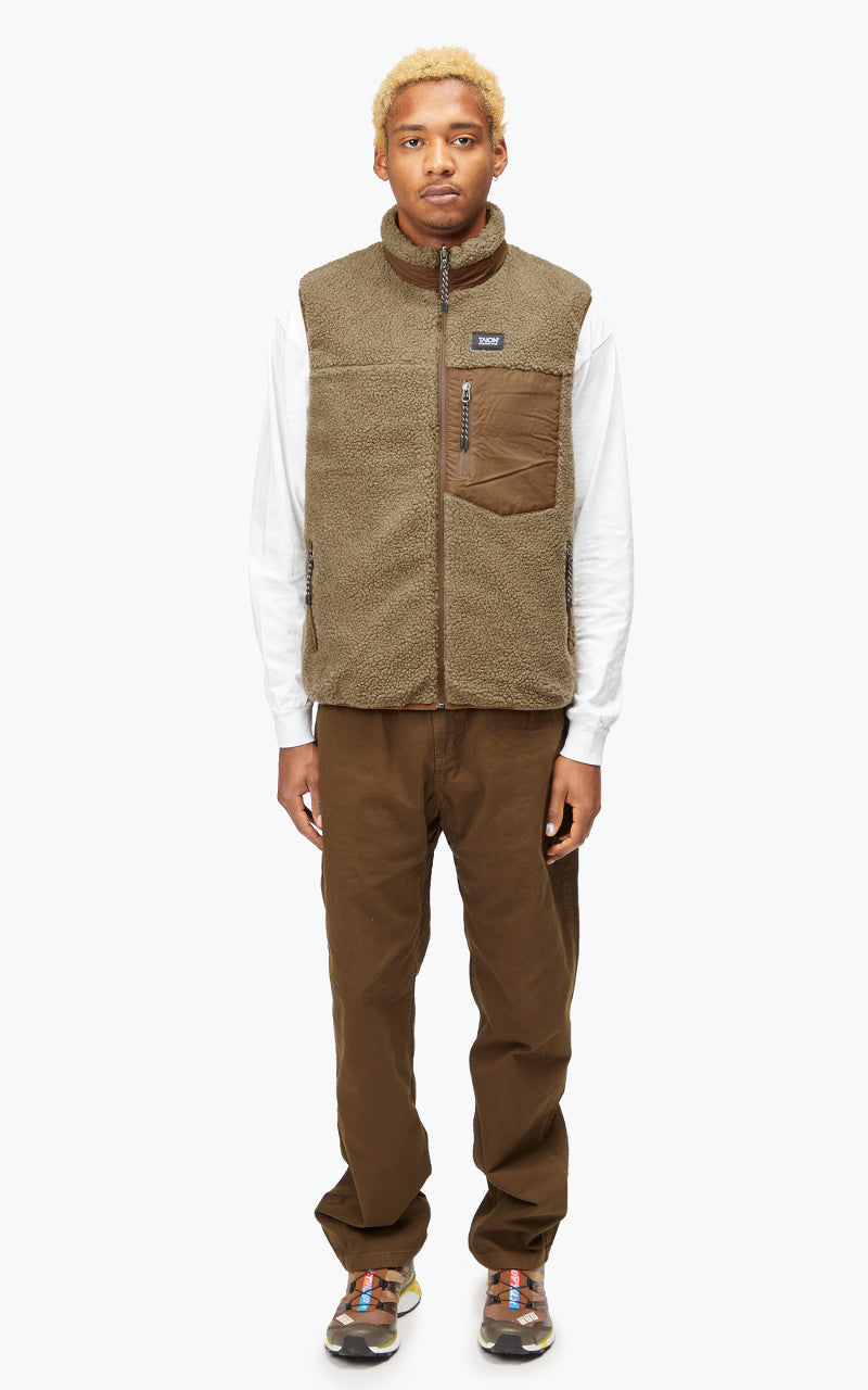 Taion Mountain Reversible Down x Boa Vest Light Brown/Beige