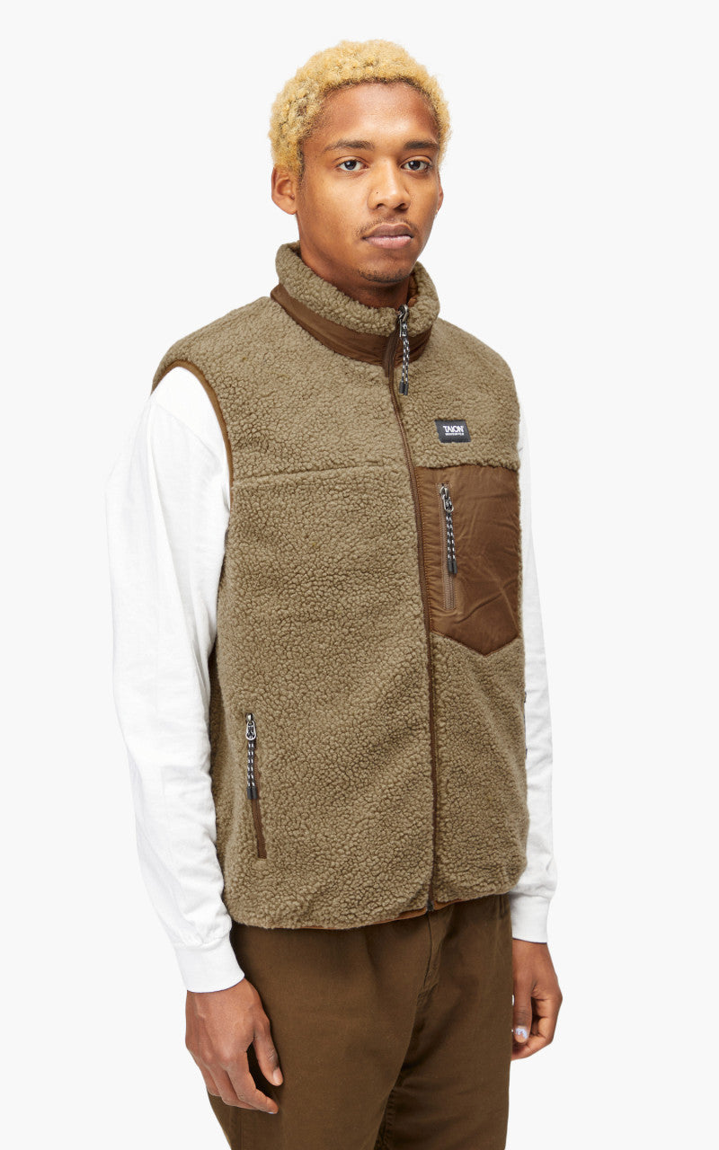 Taion Mountain Reversible Down x Boa Vest Light Brown/Beige