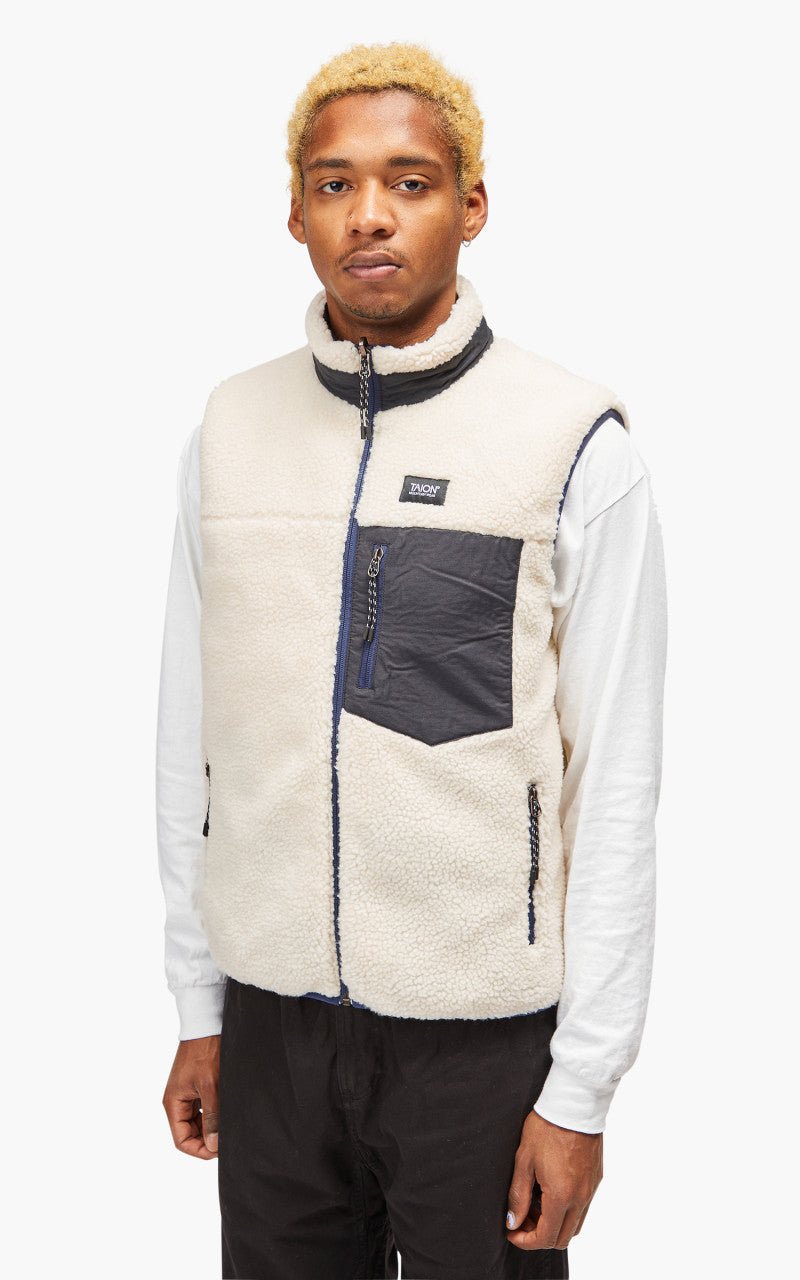 Taion Mountain Reversible Down x Boa Vest Navy/Ivory