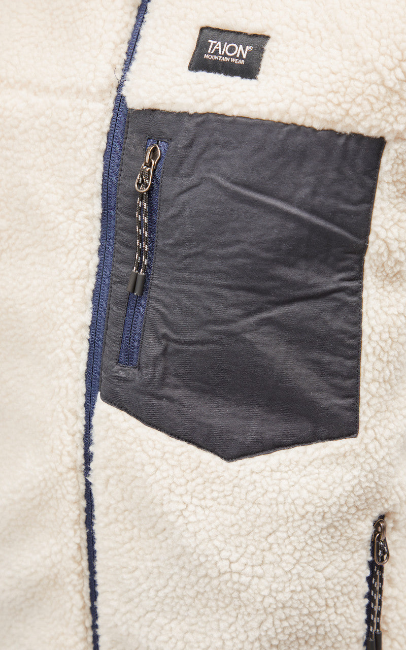 Taion Mountain Reversible Down x Boa Vest Navy/Ivory