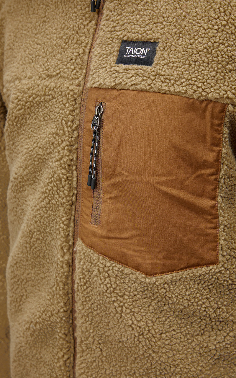 Taion Mountain Reversible Down x Boa Jacket Light Brown/Beige