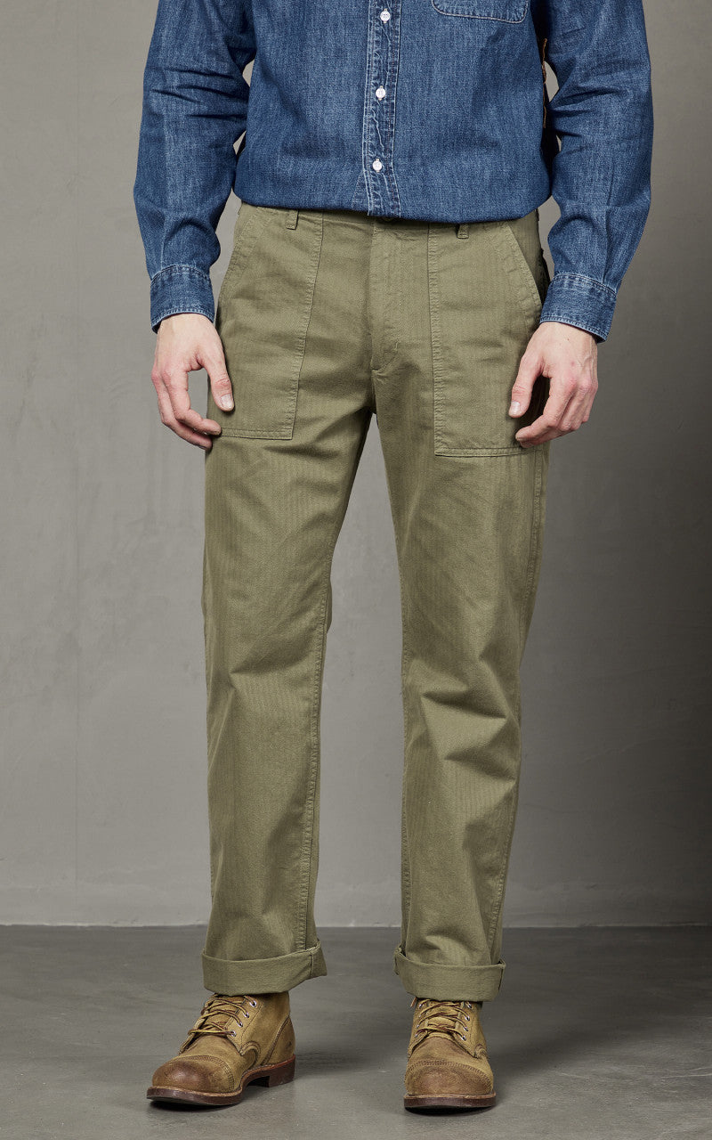 Tellason Fatigue Pant Straight Herringbone Twill Olive